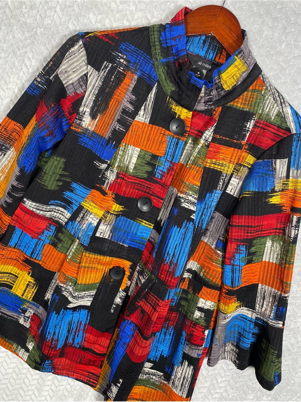 Damee Art to Wear Abstract Brushstroke Jacket - Medium